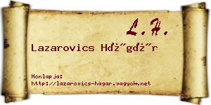 Lazarovics Hágár névjegykártya